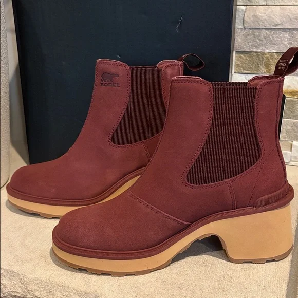 NIB Sorel Hi-Line Heel Chelsea Waterproof Boots - Spice/Tawny Buff - Picture 6 of 13